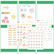 Load image into Gallery viewer, PENCIL STARS ARROWS SCHOOL SPEECH BUBBLE PLANNER STICKERS SD0001~SD0005