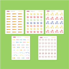 Load image into Gallery viewer, PENCIL STARS ARROWS SCHOOL SPEECH BUBBLE PLANNER STICKERS SD0001~SD0005