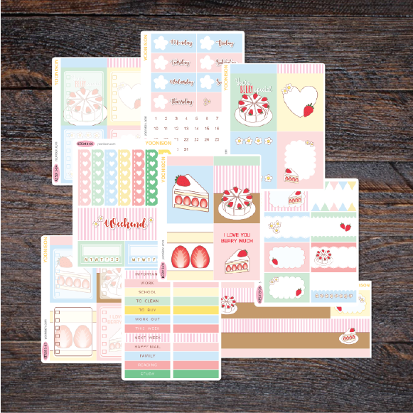 STRAWBERRY CAKE I LOVE YOU BERRY MUCH VERTICAL WEEKLY KIT KES013